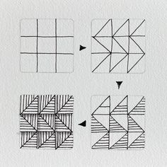 four different lines are drawn on paper with one line in the middle and another line in the back