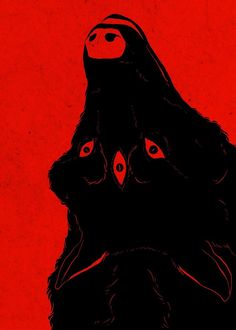 a black cat with red eyes and a hood on it's head is staring at the viewer