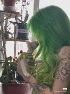 Alt Dyed Hair, Moss Green Hair, Emerald Green Hair, Green Hair Girl, Cute Aesthetics, Pink Cottagecore, Never Come Back, Coquette Fashion, Alt Goth