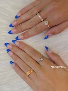 Blue Nail With Design, Europe Nails Travel, Blue Nails Summer, Jamaica Nails, Design Summer Nails, Usa Nails, Basic Nails, Simple Acrylic Nails