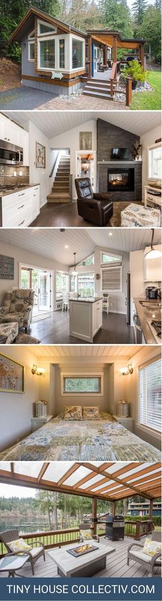 the inside and outside of a tiny house