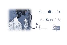 an anime character with long hair and piercings on his ear, next to the words kurt