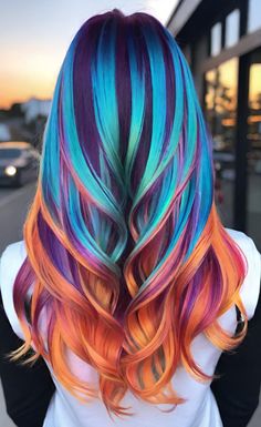 Rainbow Vivid Hair, Crazy Hair Colors, Scarlett Hair, Fuschia Hair, Galaxy Hair Color, Vibrant Hair Color, Holographic Hair