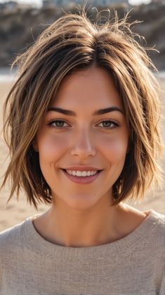 Brown Chin Length Bob, Above Shoulder Shag Haircuts, Layered Bob Short Fine Hair Over 50, Hair Styles For Short Hair Women, Growing Hair Out Styles, Short Chic Haircuts, Short One Length Hair, Center Part Bob, Womens Short Haircut