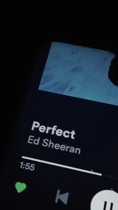 an iphone screen with the text perfect ed sheran on it's left side