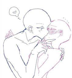 a drawing of a man kissing another man's face with a thought bubble above his head