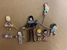 a group of cartoon characters on a chain