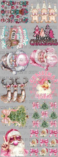 christmas stickers with santa claus and other decorations