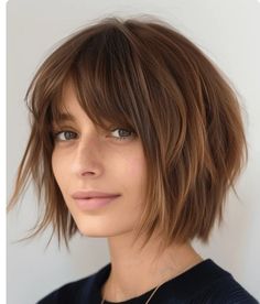 Long Pixie Bob Haircut With Bangs, Layered Bob With Fringe, Layered Short Haircut, Bobbed Hairstyles With Fringe, Short Haircut Ideas, Short Shaggy Haircuts, Layered Short, Fine Straight Hair, Timeless Looks