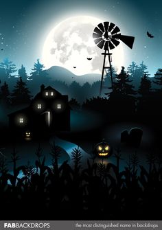 an image of a halloween scene with pumpkins