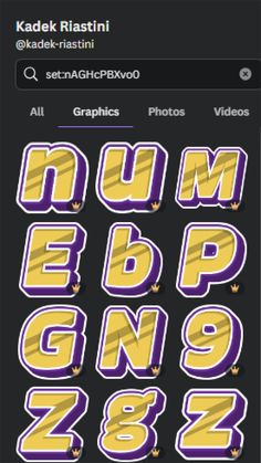 the purple and yellow letters are in different sizes