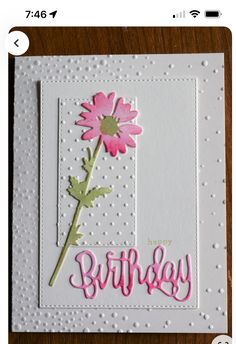 a birthday card with a pink flower on it