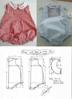 the sewing pattern for this baby's romper is easy to sew