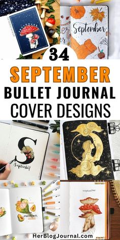 September Bullet Journal Cover spread ideas September Bullet Journal Theme, September Bujo Cover, September Bullet Journal Cover, September Bujo, Journal Cover Ideas, September Bullet Journal, Bullet Journal Cover