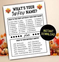 a printable thanksgiving tri - fold with the words, what's your three key name?