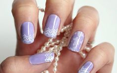 Lavender Lace | Bridal Manicure Lace Wedding Nails, Lace Nail Design, White Lace Nails, Nails Bridal, Bridal Manicure, Bridal Nails Designs, Bridal Nail, Lace Nail Art, Wedding Nail Art Design