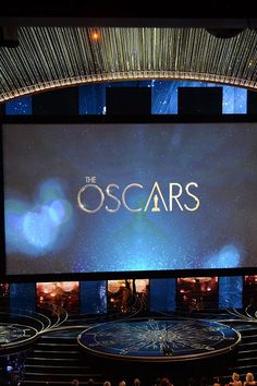 the oscars stage is shown with an audience