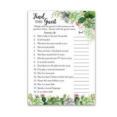 a printable find the guest game with succulents