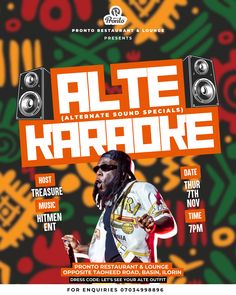 the poster for an alternative sound festival featuring dj and singer, alex kabore