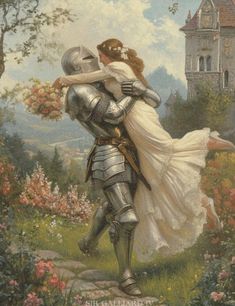 Medieval Romance, Fantasy Love, Rennaissance Art, Romance Art, Knight In Shining Armor, Knight Art, Arte Inspo, Princess Art, Romantic Art