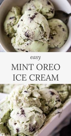 mint oreo ice cream in a white bowl