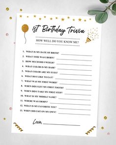 a printable birthday wish card with gold confetti and balloons on the side