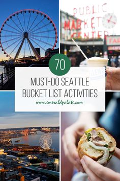 collage of things to do in Seattle Seattle Bucket List Things To Do, Seattle What To Do, Downtown Seattle Things To Do, Seattle Food Bucket List, Seattle Must See, Seattle Girls Trip