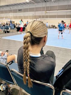 #gameday #gamedayhairstyle Slick Back With Two Braids, Tennis Hairstyles, Softball Hairstyles