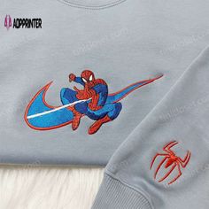 the spider man sweatshirt is on display