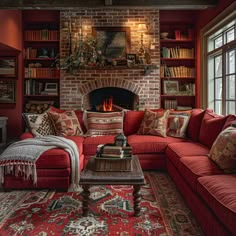 a living room filled with furniture and a fire place