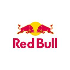 the red bull logo is shown on a white background, with yellow and red colors