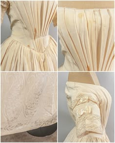 Stunning 1840s Cream Silk Jacquard Ball Gown, Romantic Era, Antique Victorian - Etsy 1840 Dress, Silk Ball Gown, 1800s Dresses, Cartridge Pleats, Victorian Era Dresses, Gaun Abad Pertengahan, Romantic Era, 1800s Fashion, Victorian Costume