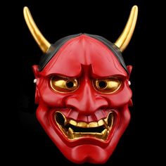 a red mask with horns on it's head