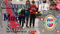 some kids are standing around in front of a school sign with the words grapevine middle school on it