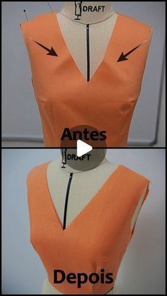 an orange dress with zippers on the front and back, showing how to cut it