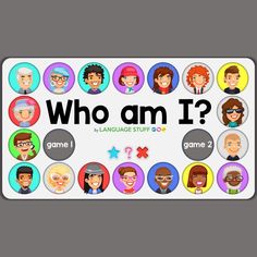 the game who am i? is shown with many different avatars and colors on it