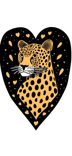 a drawing of a cheetah in a heart