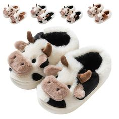 Drecage boys & girls slippers cater for your little one's needs. The cute cow look design of these slippers is easily loved by toddler and little kids. Made of high-density memory foam, these slippers will fit your kid's feet perfectly. Thick sole provides good cushioning and support for childs feet, which can reduce the impact of walking and make walking easier, more comfortable and safer. We use side stitching technology instead of the traditional glued bonding method, making toddler cow slipp House Slippers Womens, Cow Slippers, Kawaii Bedroom, Cotton House, Fluffy Cows, Indoor Outdoor Slippers, Cartoon Cow, Animal Slippers, Cute Slippers