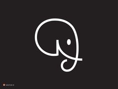 an elephant's head is shown in the middle of a black background with white lettering