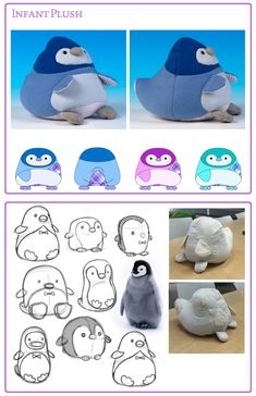 the instructions for how to make an inflatable penguin plushie with pictures and text