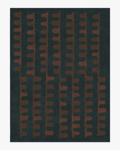 an area rug with brown and black stripes on it, in the shape of wavy lines