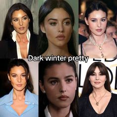 Deep Winter Actress, Winter Color Season Makeup, Deep Winter Natural Makeup, Deep Winter Olive Skin, Deep Winter Color Season, Deep Winter Season Color Palette, Makeup For Winter Skin Tone, Deep Winter Hair Color Palette, Winter Jewel Tones