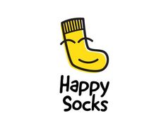 the happy socks logo is yellow and black