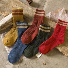 5 Pairs New Womens Cashmere Wool Thick Warm Socks Winter Fashion Striped Design | eBay Black Store, Thick Wool Socks, Cashmere Socks, Winter Socks, Warm Socks, Thick Socks, Womens Cashmere, Wool Socks, Striped Socks