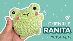 someone is holding up a stuffed animal in their hand with the words, chenille ranita