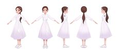 the animation character poses in different positions