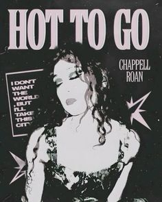 a black and white photo of a woman with her hands on her hips, in front of a sign that says hot to go