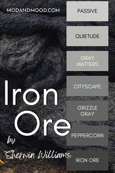 the iron ore color scheme is shown in grey and white, with text that reads iron ore