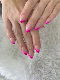 Nails Half French Half Color, French And Full Color Nails, 3 Color French Tip Nails, Acrylic Nails Double French, Half Tip Nail Designs, Nail Half And Half, Acrylic Nails Double French Tip, Side French Nails Design, Upside Down French Tip Nails