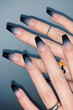 Ongles Goth, Ombre Nail Design, Black Ombre Nails, Ombre Nail Art Designs, Unghie Sfumate, Nails Brown, Nagel Tips, Goth Nails, Grunge Nails